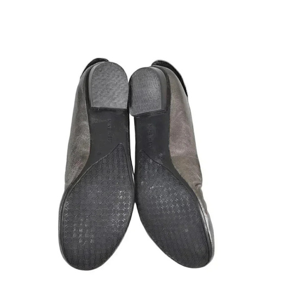 Nine West Metallic Gold Silver Ballet Flat Leather Round Toe Shoes Size 7 - Picture 12 of 14